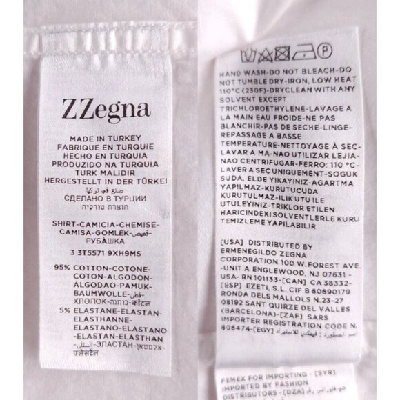 Z Zegna Cotton Tuxedo Shirt 39 15.5 Reg Fit Mens White Dress Formal $460 - Picture 12 of 13